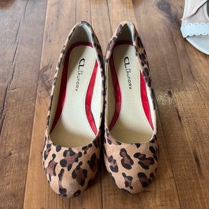 CL by Laundry Faux Suede Leopard Wedges